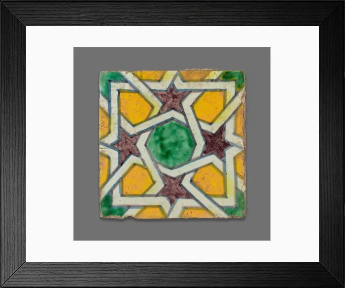 Framed Print : Square Tile, Morocco, Late 19th century. Creator: Unknown Framed Print : Square Tile, Morocco, Late 19th century. Creator: Unknown