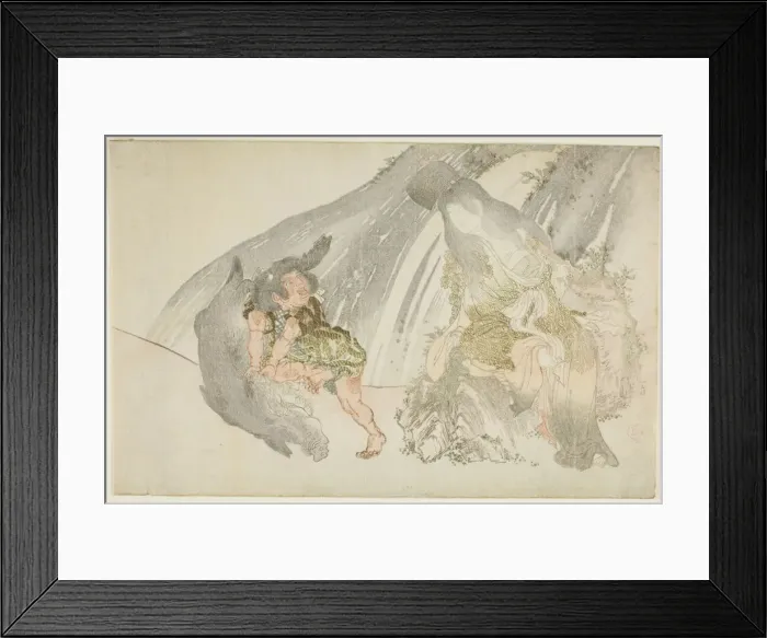 Framed Print : Yamauba Watching Kintaro Wrestle a Boar, Japan, late 18th / early 19th century Framed Print : Yamauba Watching Kintaro Wrestle a Boar, Japan, late 18th / early 19th century