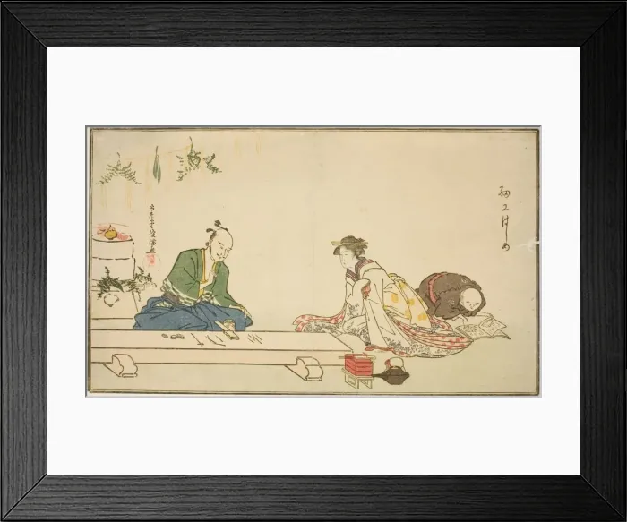Framed Print : Maker of Sword Fittings at his Workbench, Japan, c. 1790s. Creator: Kubo Shunman Framed Print : Maker of Sword Fittings at his Workbench, Japan, c. 1790s. Creator: Kubo Shunman