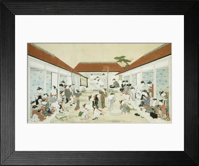 Framed Print : Womens Bathhouse and Laundry, Japan, early 19th century. Creator: Kitao Shigemasa Framed Print : Womens Bathhouse and Laundry, Japan, early 19th century. Creator: Kitao Shigemasa