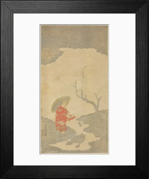 Framed Print : Ono no Tofu Watching a Leaping Frog, Japan, early 1760s. Creator: Kitao Shigemasa Framed Print : Ono no Tofu Watching a Leaping Frog, Japan, early 1760s. Creator: Kitao Shigemasa