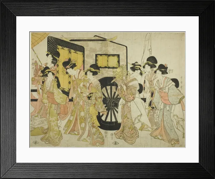 Framed Print : Women Imitating an Imperial Procession, Japan, 1805. Creator: Kitagawa Utamaro Framed Print : Women Imitating an Imperial Procession, Japan, 1805. Creator: Kitagawa Utamaro