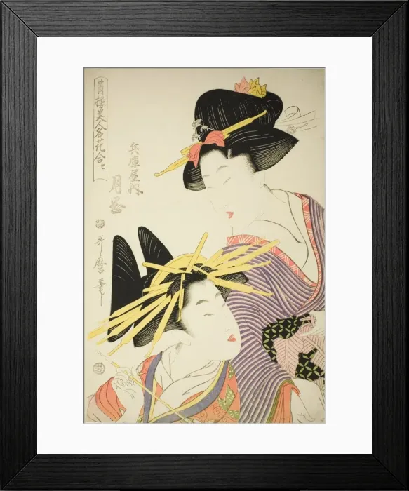 Framed Print : Tsukioka of the Hyogoya (Hyogoya uchi tsukioka), from the series Seiro bijin meika Framed Print : Tsukioka of the Hyogoya (Hyogoya uchi tsukioka), from the series Seiro bijin meika