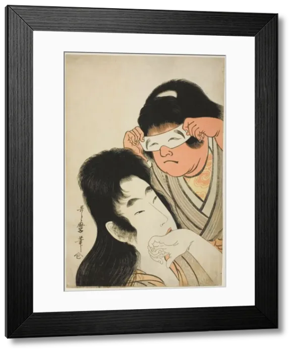 Framed Print : Yamauba with Kintaro Holding a Toy Mask, Japan, c. 1801 / 04. Creator: Kitagawa Utamaro Framed Print : Yamauba with Kintaro Holding a Toy Mask, Japan, c. 1801 / 04. Creator: Kitagawa Utamaro