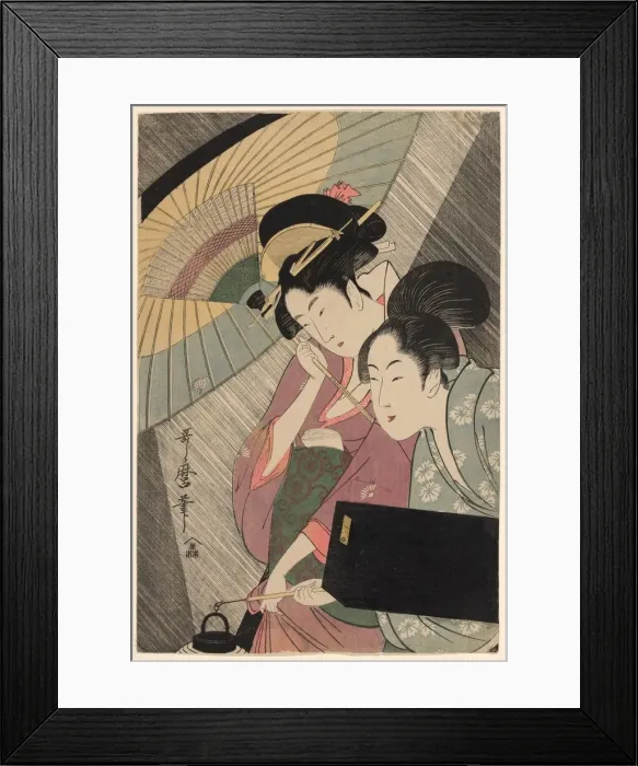 Framed Print : Geisha and Attendant on a Rainy Night, Japan, c. 1797. Creator: Kitagawa Utamaro Framed Print : Geisha and Attendant on a Rainy Night, Japan, c. 1797. Creator: Kitagawa Utamaro