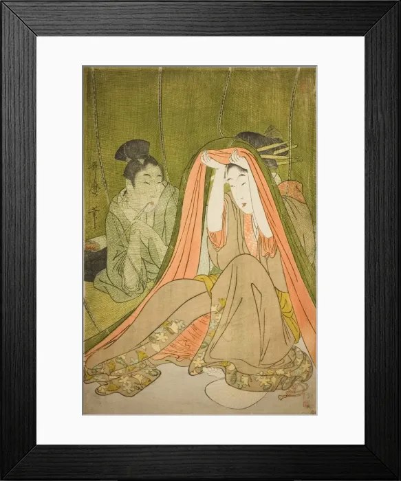 Framed Print : Emerging from a Mosquito Net, Japan, c. 1797 / 1800. Creator: Kitagawa Utamaro Framed Print : Emerging from a Mosquito Net, Japan, c. 1797 / 1800. Creator: Kitagawa Utamaro