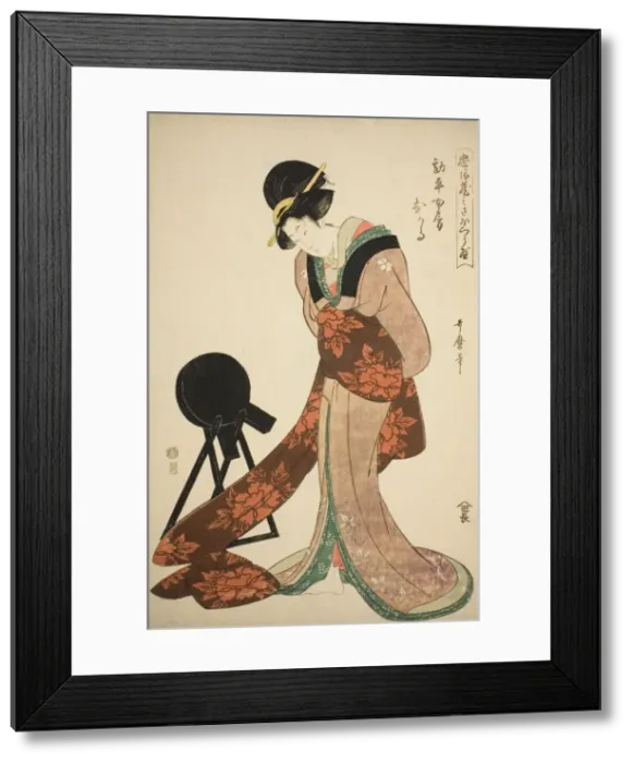 Framed Print : Kanpeis Wife Okaru, Japan, 1806. Creator: Kitagawa Utamaro Framed Print : Kanpeis Wife Okaru, Japan, 1806. Creator: Kitagawa Utamaro
