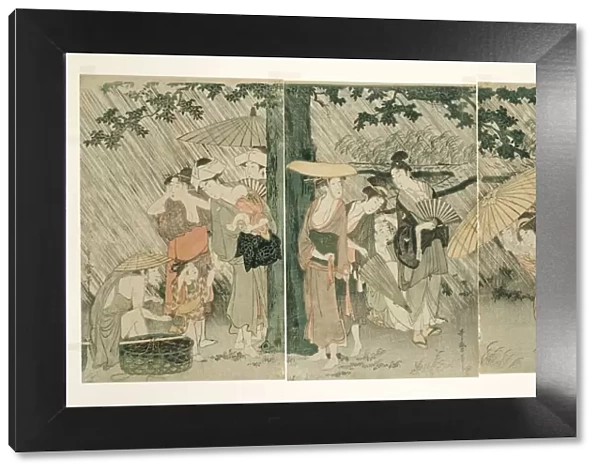 Sheltering from a Sudden Shower, Japan, c. 1799  /  1800. Creator: Kitagawa Utamaro