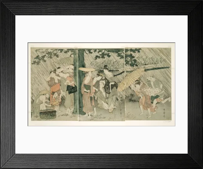 Framed Print : Sheltering from a Sudden Shower, Japan, c. 1799 / 1800. Creator: Kitagawa Utamaro Framed Print : Sheltering from a Sudden Shower, Japan, c. 1799 / 1800. Creator: Kitagawa Utamaro