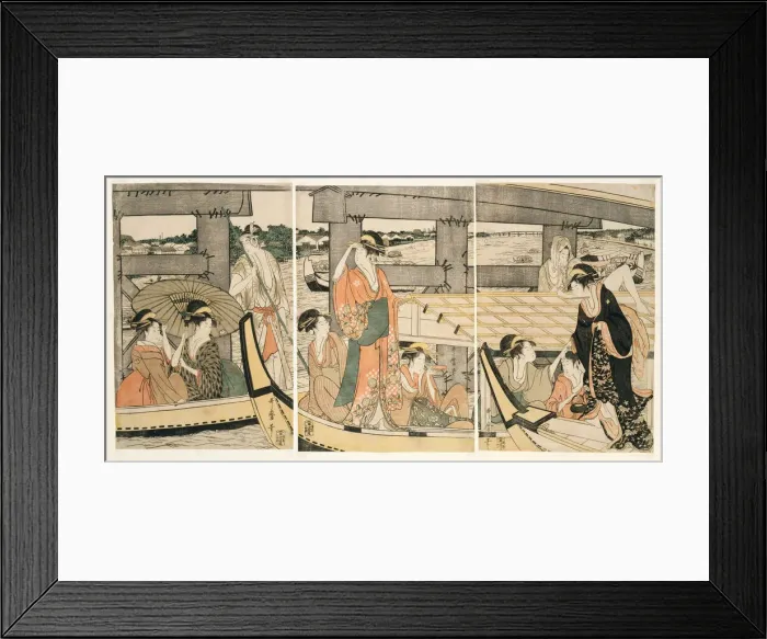 Framed Print : On top and beneath Ryogoku Bridge (Ryogokubashi no ue, shita), Japan, c. 1795 / 96. Creator: Kitagawa Utamaro Framed Print : On top and beneath Ryogoku Bridge (Ryogokubashi no ue, shita), Japan, c. 1795 / 96. Creator: Kitagawa Utamaro