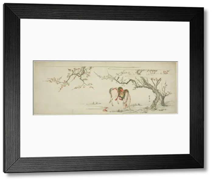 Framed Print : Horse beneath a Flowering Plum Tree, Japan, c. 1797 / 99. Creator: Kitagawa Utamaro Framed Print : Horse beneath a Flowering Plum Tree, Japan, c. 1797 / 99. Creator: Kitagawa Utamaro