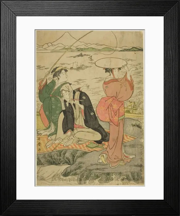 Framed Print : Fishing at Iwaya, Enoshima, Japan, c. 1790. Creator: Kitagawa Utamaro Framed Print : Fishing at Iwaya, Enoshima, Japan, c. 1790. Creator: Kitagawa Utamaro