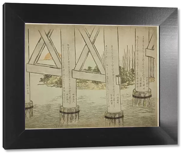 Pillars of Eitai Bridge, Japan, 1785. Creator: Kitagawa Utamaro