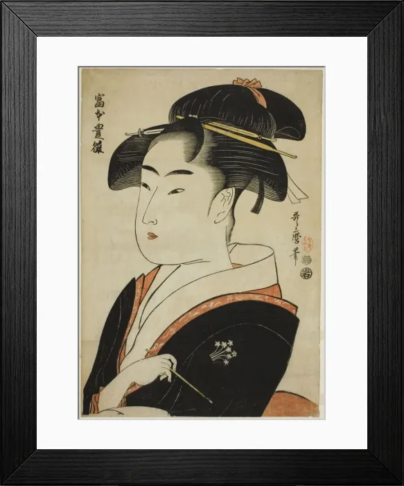 Framed Print : Tomimoto Toyohina, from the series Famous Beauties of Edo (Edo komei bijin)