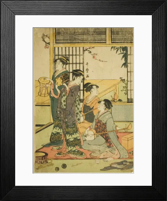 Framed Print : Drums and Shamisen, Japan, n. d. Creator: Kitagawa Utamaro Framed Print : Drums and Shamisen, Japan, n. d. Creator: Kitagawa Utamaro