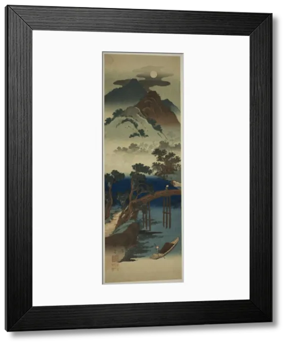 Framed Print : Full Moon Over Mountain Scenery, Japan, c. 1835. Creator: Ikeda Eisen Framed Print : Full Moon Over Mountain Scenery, Japan, c. 1835. Creator: Ikeda Eisen