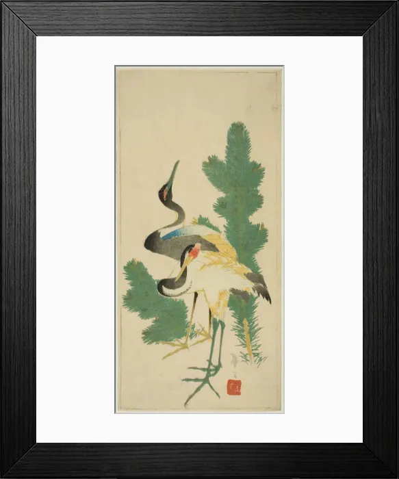 Framed Print : Pine and cranes, Japan, c. 1830 / 44. Creator: Katsushika Taito Framed Print : Pine and cranes, Japan, c. 1830 / 44. Creator: Katsushika Taito