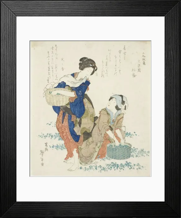 Framed Print : Two women gathering herbs, Japan, early 1830s. Creator: Katsushika Taito Framed Print : Two women gathering herbs, Japan, early 1830s. Creator: Katsushika Taito