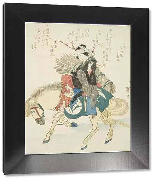 A woman from Ohara on horseback, Japan, 1834. Creator: Katsushika Taito