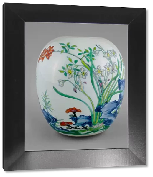 Jar with Narcissus, Nandina Berries, Lingzhi Mushrooms
