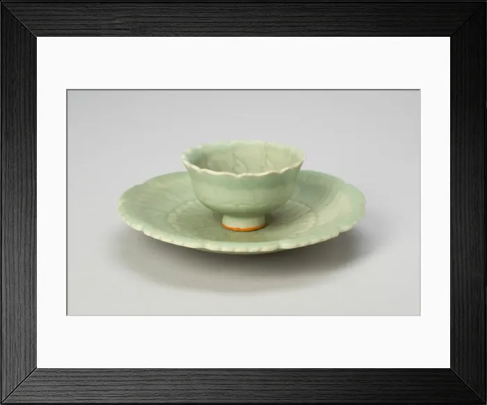 Framed Print : Foliate Cup and Stand, Yuan dynasty (1279-1368), 14th century. Creator: Unknown Framed Print : Foliate Cup and Stand, Yuan dynasty (1279-1368), 14th century. Creator: Unknown