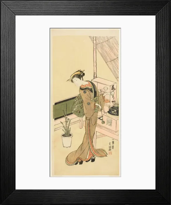 Framed Print : Waitress at the Owariya Teahouse, c. 1768. Creator: Ippitsusai Buncho Framed Print : Waitress at the Owariya Teahouse, c. 1768. Creator: Ippitsusai Buncho