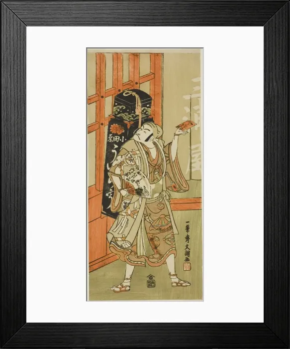 Framed Print : The Actor Matsumoto Koshiro III as Kyo no Jiro Disguised as an Uiro (Panacea) Peddler... c. 1770. Creator: Ippitsusai Buncho Framed Print : The Actor Matsumoto Koshiro III as Kyo no Jiro Disguised as an Uiro (Panacea) Peddler... c. 1770. Creator: Ippitsusai Buncho