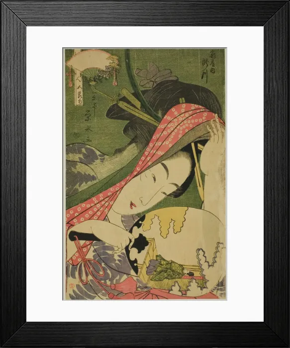 Framed Print : The Courtesan Takigawa of the Ogiya, from the series Beauties of the Five Framed Print : The Courtesan Takigawa of the Ogiya, from the series Beauties of the Five