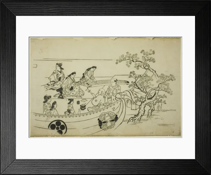 Framed Print : Flower-Viewing Party with Crest-Bearing Curtain, from the series Flower Viewing Framed Print : Flower-Viewing Party with Crest-Bearing Curtain, from the series Flower Viewing