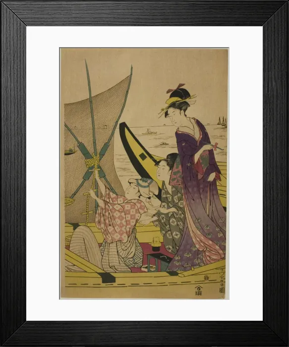 Framed Print : Women on a Fishing Boat, c. 1780 / 1800. Creator: Chokosai Eisho Framed Print : Women on a Fishing Boat, c. 1780 / 1800. Creator: Chokosai Eisho
