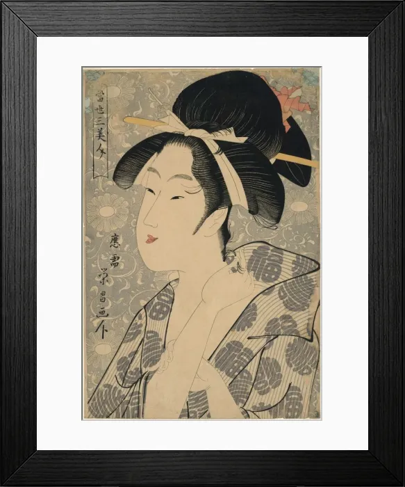 Framed Print : Three Beauties of Our Time (Tosei san bijin), late 18th century. Creator: Chokosai Eisho Framed Print : Three Beauties of Our Time (Tosei san bijin), late 18th century. Creator: Chokosai Eisho