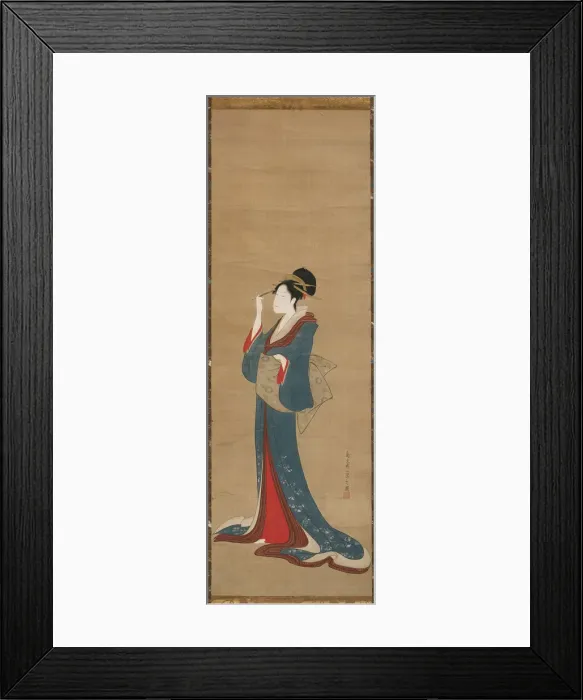 Framed Print : Beauty Replacing Her Hairpin, Edo period, 1798. Creator: Hosoda Eishi Framed Print : Beauty Replacing Her Hairpin, Edo period, 1798. Creator: Hosoda Eishi