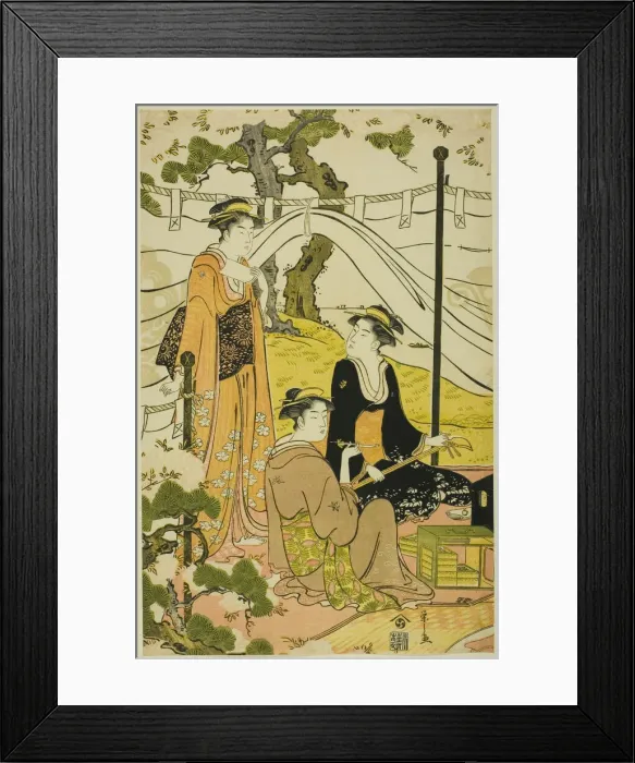 Framed Print : Viewing Cherry Blossoms at Goten Hill, c. 1787. Creator: Hosoda Eishi Framed Print : Viewing Cherry Blossoms at Goten Hill, c. 1787. Creator: Hosoda Eishi