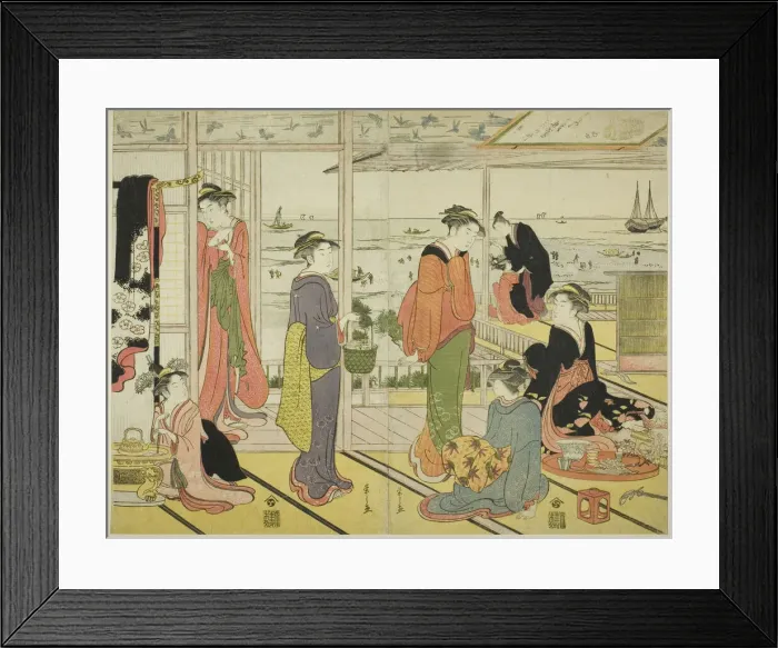 Framed Print : In a Pleasure House in Shinagawa (Shinagawa no rojo), late 18th-early 19th century. Creator: Hosoda Eishi Framed Print : In a Pleasure House in Shinagawa (Shinagawa no rojo), late 18th-early 19th century. Creator: Hosoda Eishi