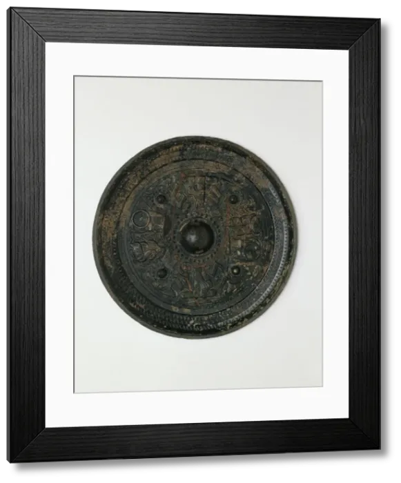Framed Print : Mirror with Images of Daoist Deities, Eastern Han dynasty (A. D. 25-220), 2nd / 3rd century A. D. Creator: Unknown Framed Print : Mirror with Images of Daoist Deities, Eastern Han dynasty (A. D. 25-220), 2nd / 3rd century A. D. Creator: Unknown