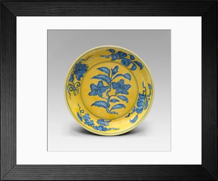 Framed Print : Dish with Floral and Fruit Sprays ('Gardenia Dish'), Ming dynasty Framed Print : Dish with Floral and Fruit Sprays ('Gardenia Dish'), Ming dynasty