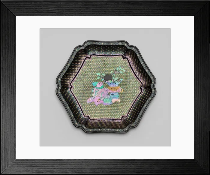 Framed Print : Dish with Images of Ancient Bronzes, Qing dynasty (1644-1911). Creator: Unknown Framed Print : Dish with Images of Ancient Bronzes, Qing dynasty (1644-1911). Creator: Unknown
