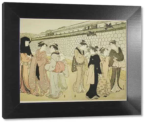 Women Walking by a Moat, 1780s. Creator: Katsukawa Shuncho