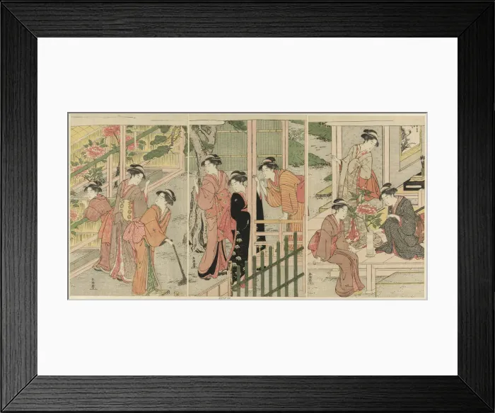 Framed Print : Women Admiring Peonies, c. 1789 / 1801. Creator: Katsukawa Shuncho Framed Print : Women Admiring Peonies, c. 1789 / 1801. Creator: Katsukawa Shuncho