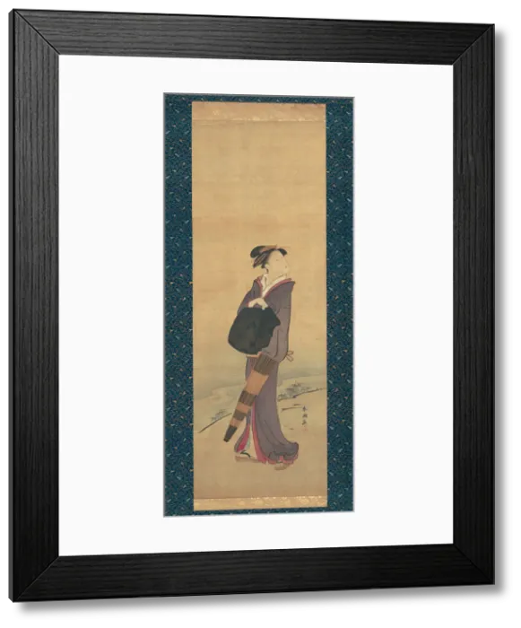Framed Print : Girl on River Bank, c. 1780 / 95. Creator: Katsukawa Shuncho Framed Print : Girl on River Bank, c. 1780 / 95. Creator: Katsukawa Shuncho