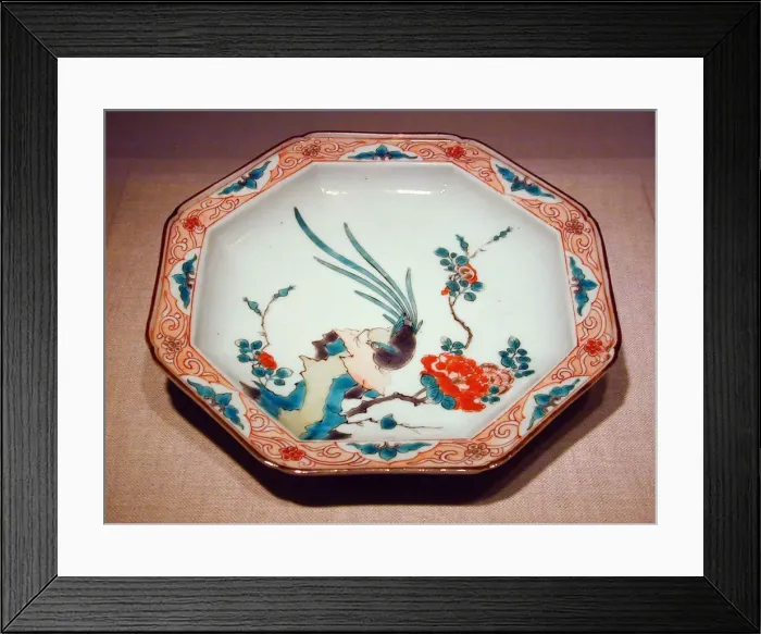 Framed Print : Arita-ware Kakiemon Octagonal Dish, 19th-early 20th century. Creator: Unknown Framed Print : Arita-ware Kakiemon Octagonal Dish, 19th-early 20th century. Creator: Unknown