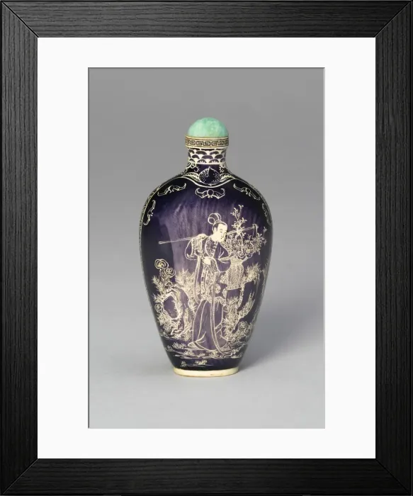Framed Print : Snuff Bottle with the Immortal Magu Carrying a Basket of Flowers, c. 1880