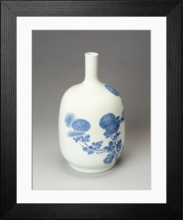 Framed Print : Hirado Ware Sake Bottle with Design of Chrysanthemums, 19th century. Creator: Unknown Framed Print : Hirado Ware Sake Bottle with Design of Chrysanthemums, 19th century. Creator: Unknown