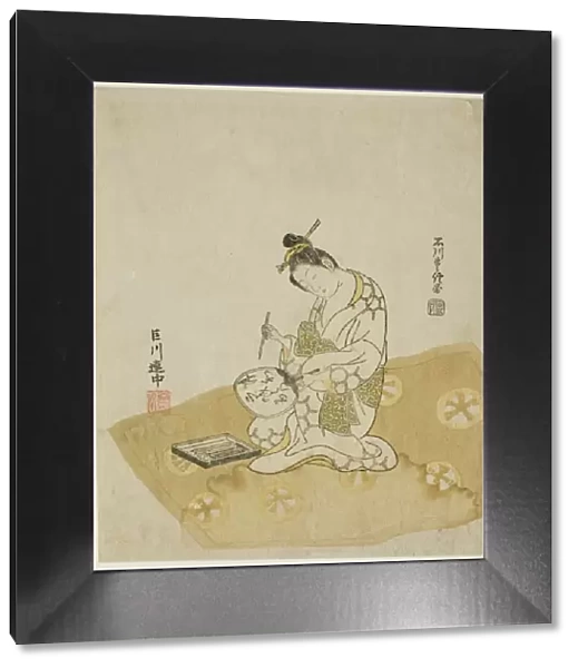 Writing on a Fan, 1765. Creator: Ishikawa Toyonobu
