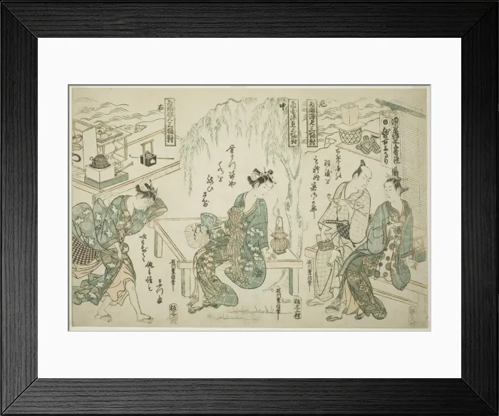 Framed Print : Enjoying the Evening Cool at Ryogoku - A Set of Three (Ryogoku suzumi sanpukutsui), c Framed Print : Enjoying the Evening Cool at Ryogoku - A Set of Three (Ryogoku suzumi sanpukutsui), c