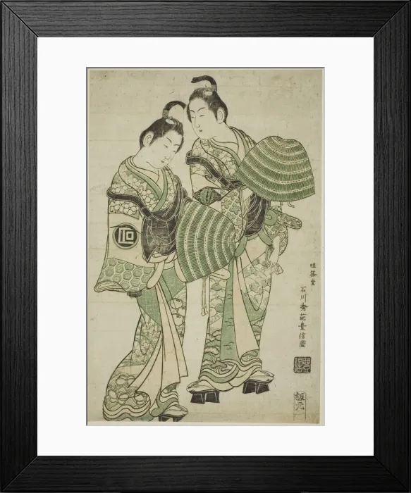Framed Print : The Actors Onoe Kikugoro I and Sanogawa Ichimatsu I dressed as mendicant monks... c Framed Print : The Actors Onoe Kikugoro I and Sanogawa Ichimatsu I dressed as mendicant monks... c