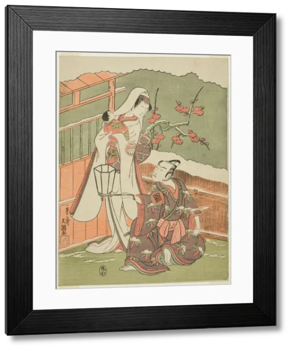 Framed Print : The Actors Arashi Sangoro II as Minamoto no Yoritomo Disguised as the Hat Maker... c Framed Print : The Actors Arashi Sangoro II as Minamoto no Yoritomo Disguised as the Hat Maker... c