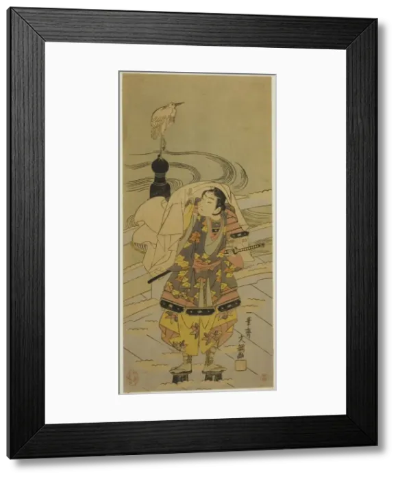 Framed Print : Ushiwaka-maru on the Gojo Bridge, reprint of c. 1769 design. Creator: Ippitsusai Buncho Framed Print : Ushiwaka-maru on the Gojo Bridge, reprint of c. 1769 design. Creator: Ippitsusai Buncho