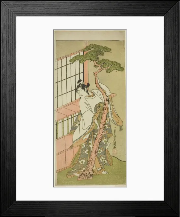 Framed Print : The Actor Ichikawa Monnosuke II as Tsunewaka-maru in the Play Iro Moyo Aoyagi c. 1775 Framed Print : The Actor Ichikawa Monnosuke II as Tsunewaka-maru in the Play Iro Moyo Aoyagi c. 1775