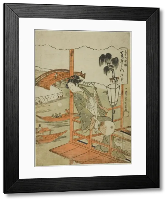 Framed Print : The Courtesan Mitsunoto of the Hishiya House, from the series Sanjurokkasen... c Framed Print : The Courtesan Mitsunoto of the Hishiya House, from the series Sanjurokkasen... c
